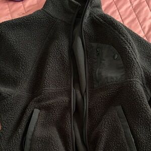 PacSun Black Sherpa Zip Jacket with Chest Pocket